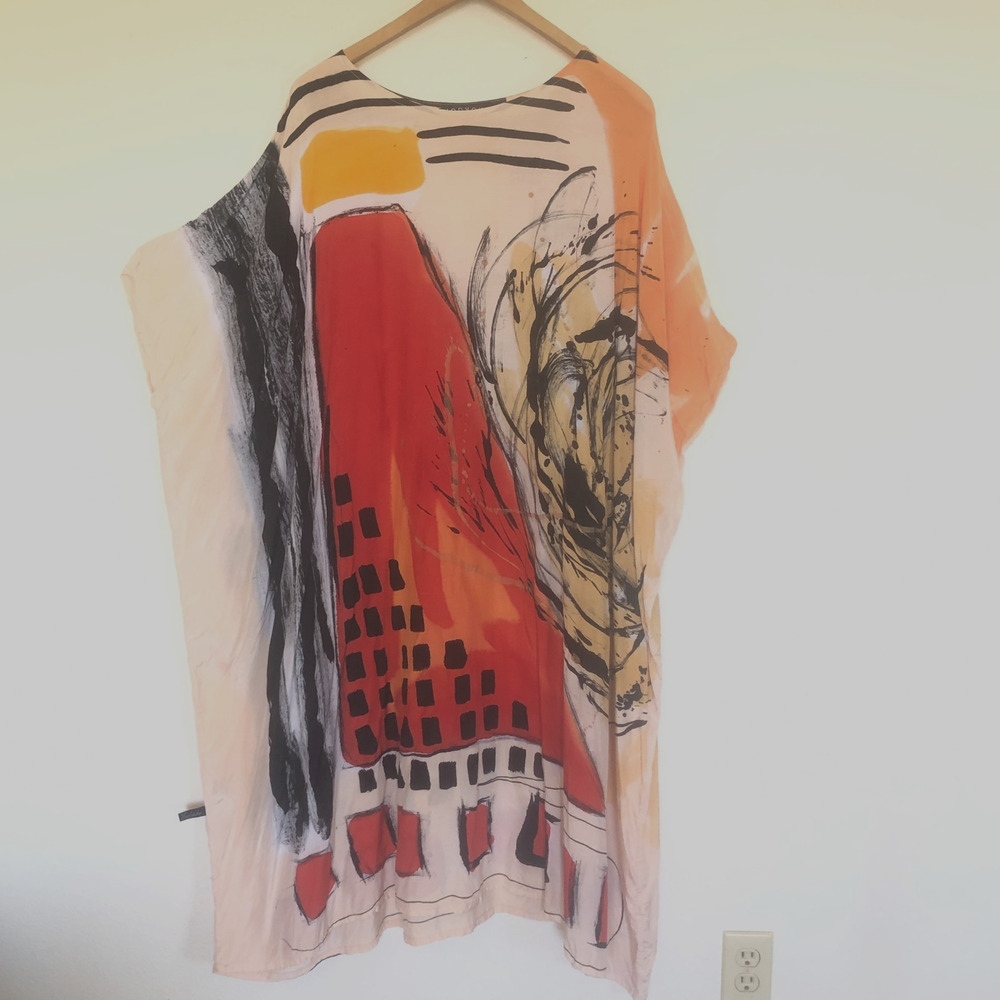 Yodyoko Kaftan Unique Hand Painted Art -Rich Anti-Look No 2 Alike Silk - Picture 2 of 9